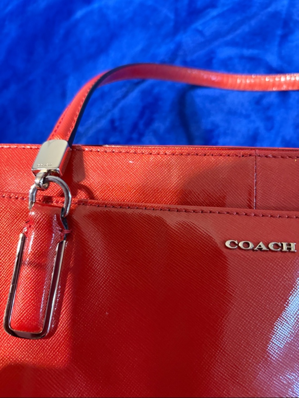 Coach Red Leather Shoulder Bag with Gold-Tone Hardware good condition - Picture 13 of 14